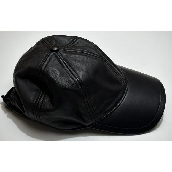 Rag & Bone Buttery Soft 100% Sheep Nappa Leather Baseball Cap Hat in Black OS - Picture 6 of 12